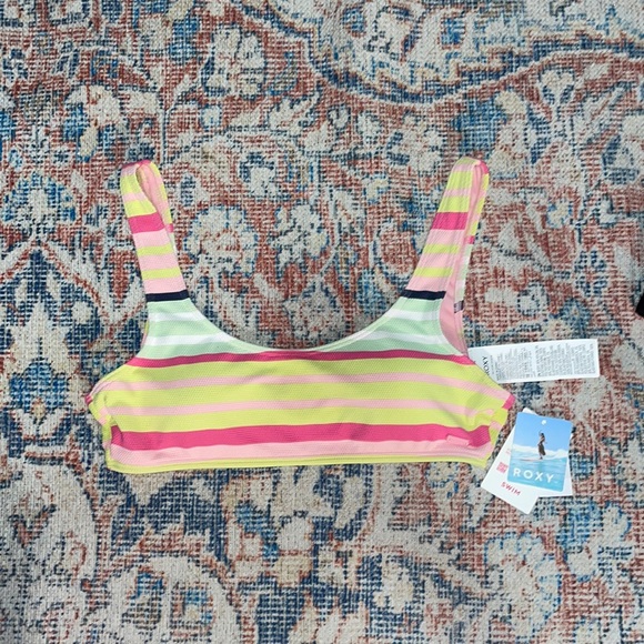 Roxy Stripe Soul Bralette Bikini Top SZ L NWT - Picture 3 of 5